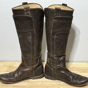 %Frye Paige Dark Brown Leather Tall Riding Equestrian Boots Women Sz 6.5B / D12